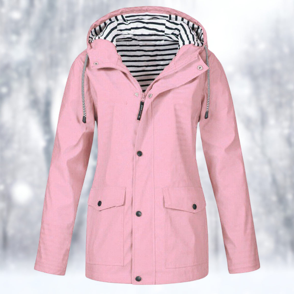 Hooded Waterproof Long Raincoat for Women - Pink