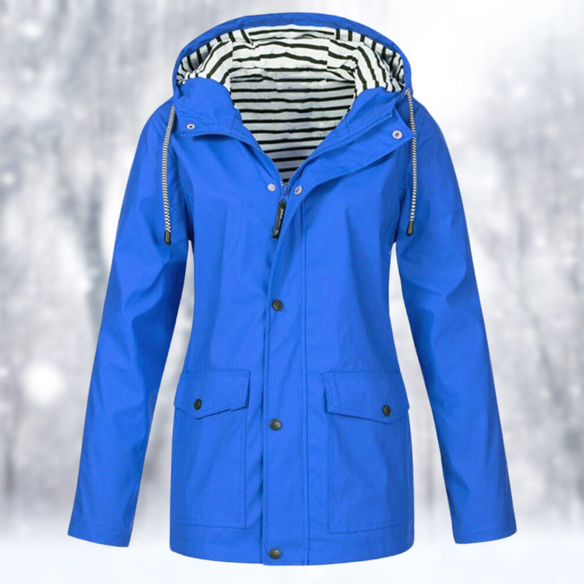 Hooded Waterproof Raincoat for Women - Blue