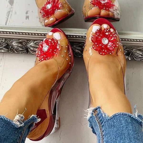 Jelly Sandals with Open Toe and Rhinestones for Women