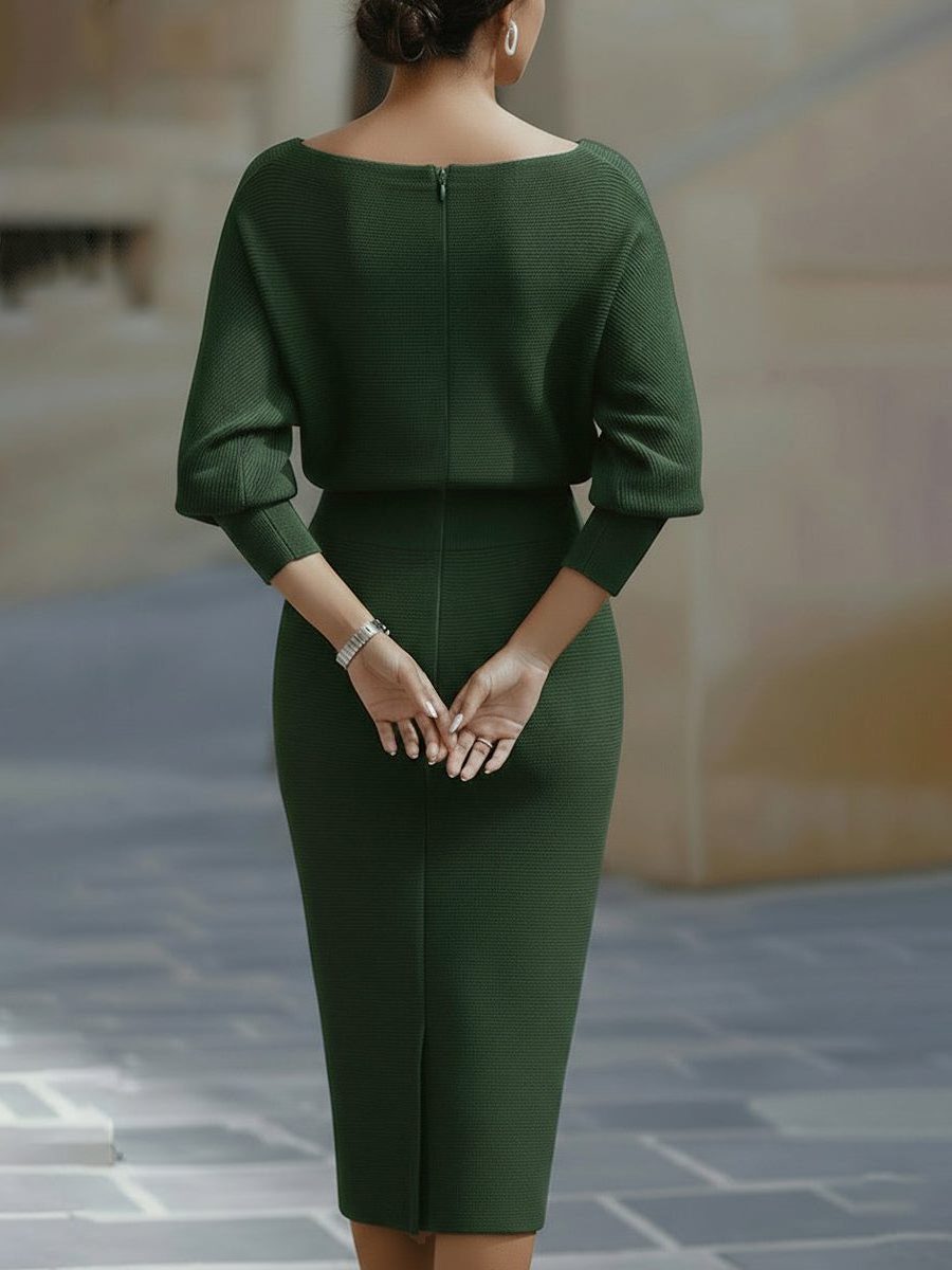 Knit Cowl Neck Midi Dress for Women - View 11