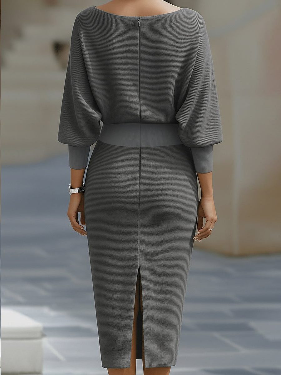 Knit Cowl Neck Midi Dress for Women - View 15