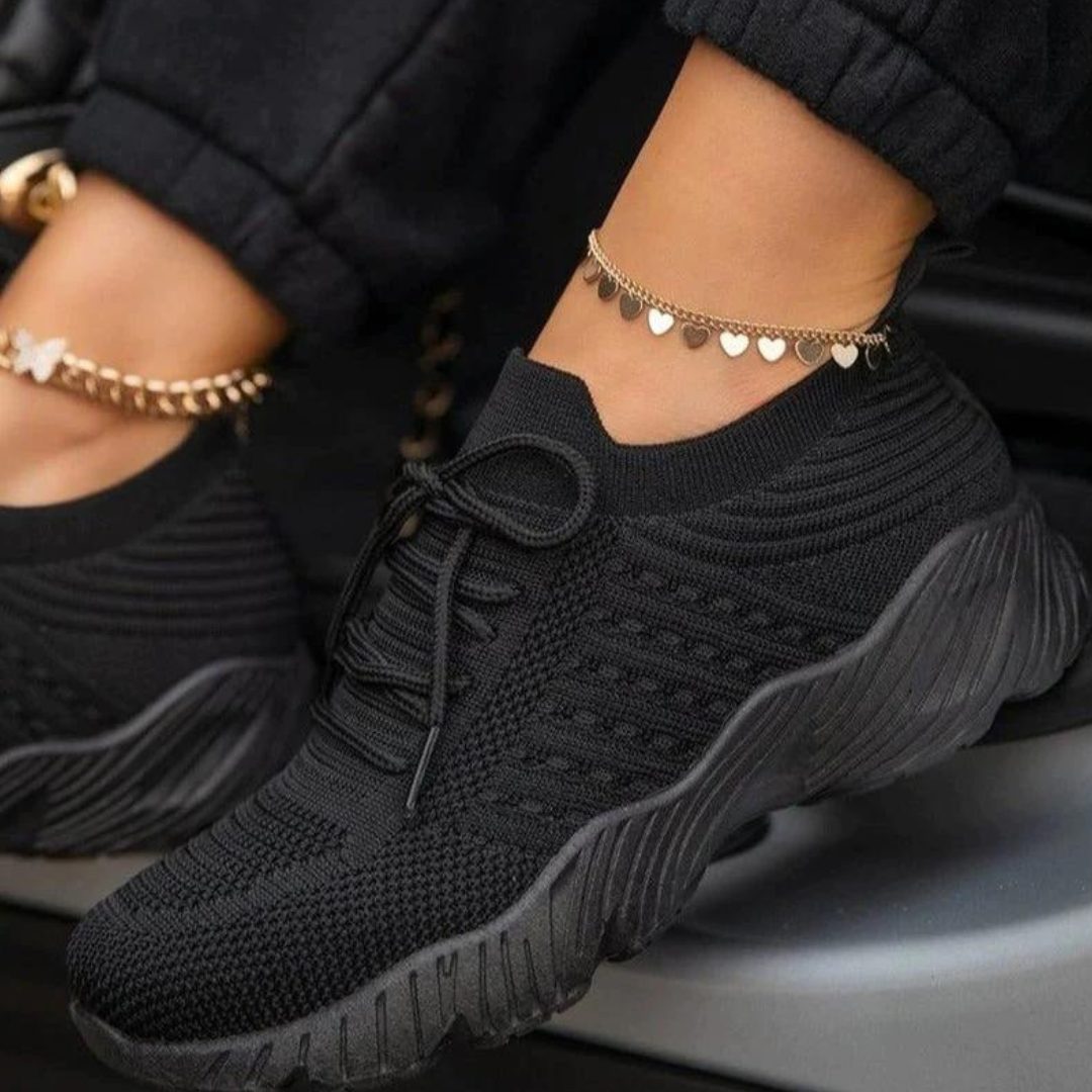 Knit Platform Sneakers with Lace-Up for Women