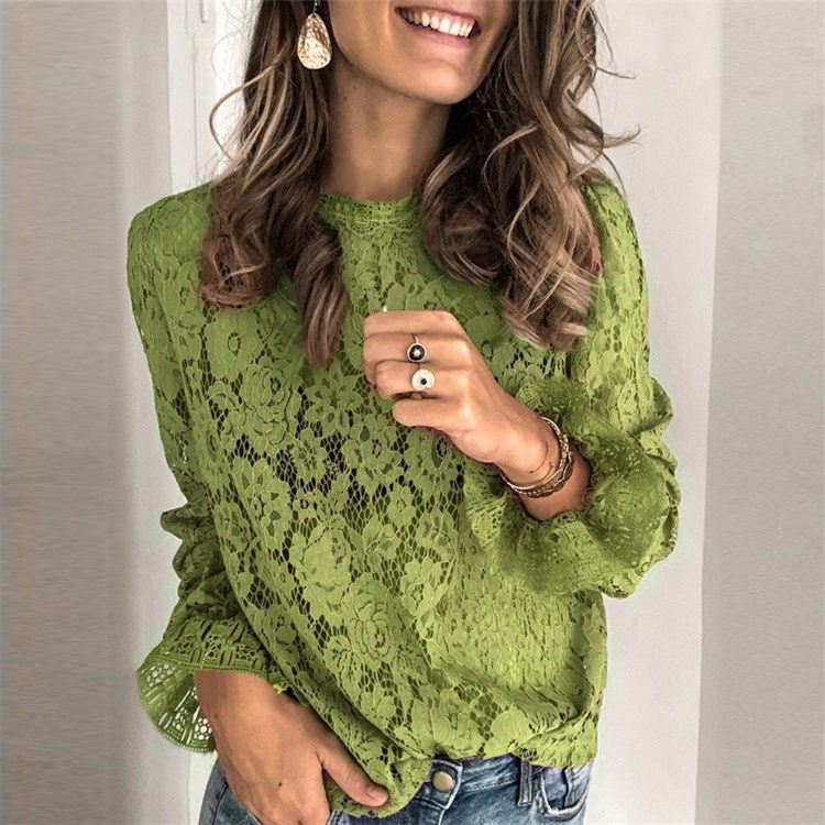 Lace Blouse with Long Sleeves for Women