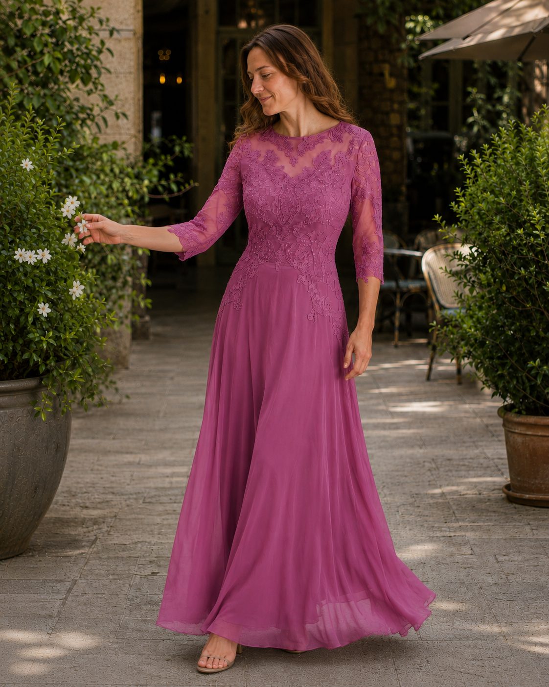 Lace Maxi Evening Dress for Women - View 2