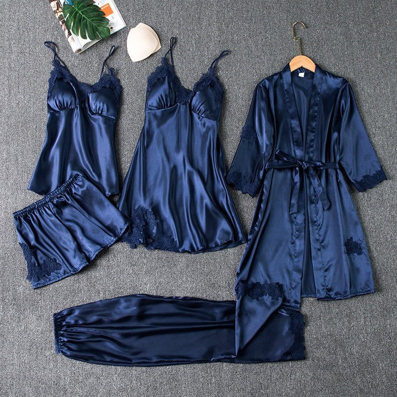 Lace Satin Pajama Set for Women