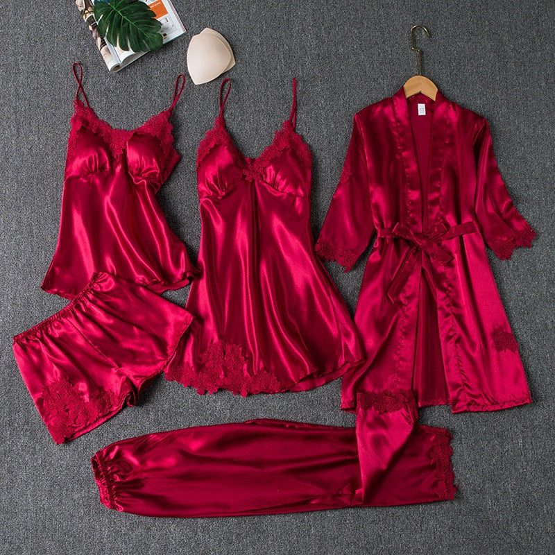 Lace Satin Pajama Set for Women
