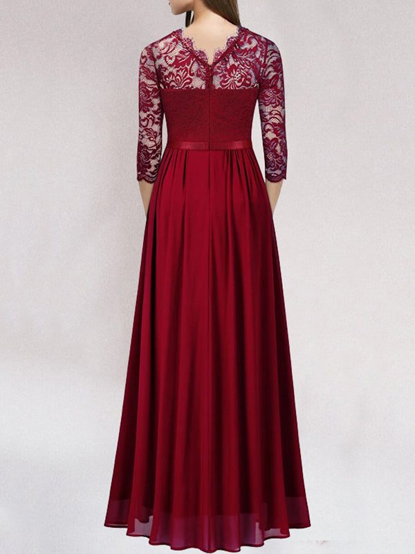 Lace Three Quarter Sleeve Maxi Dress for Women