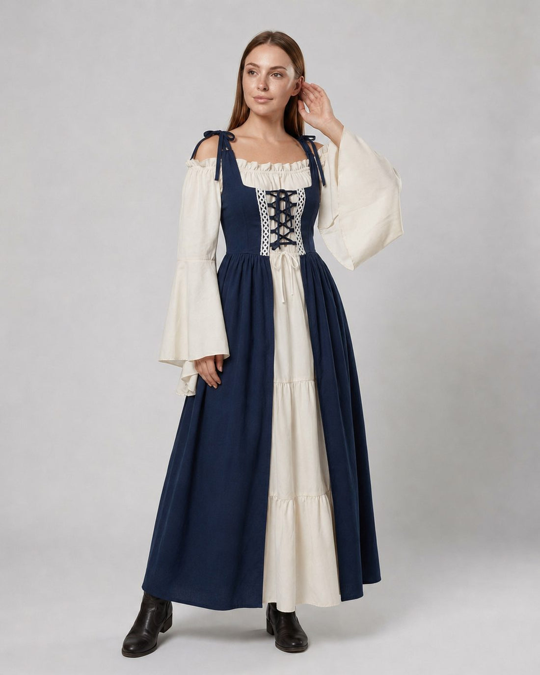 Lace-Up A-Line Maxi Dress for Women