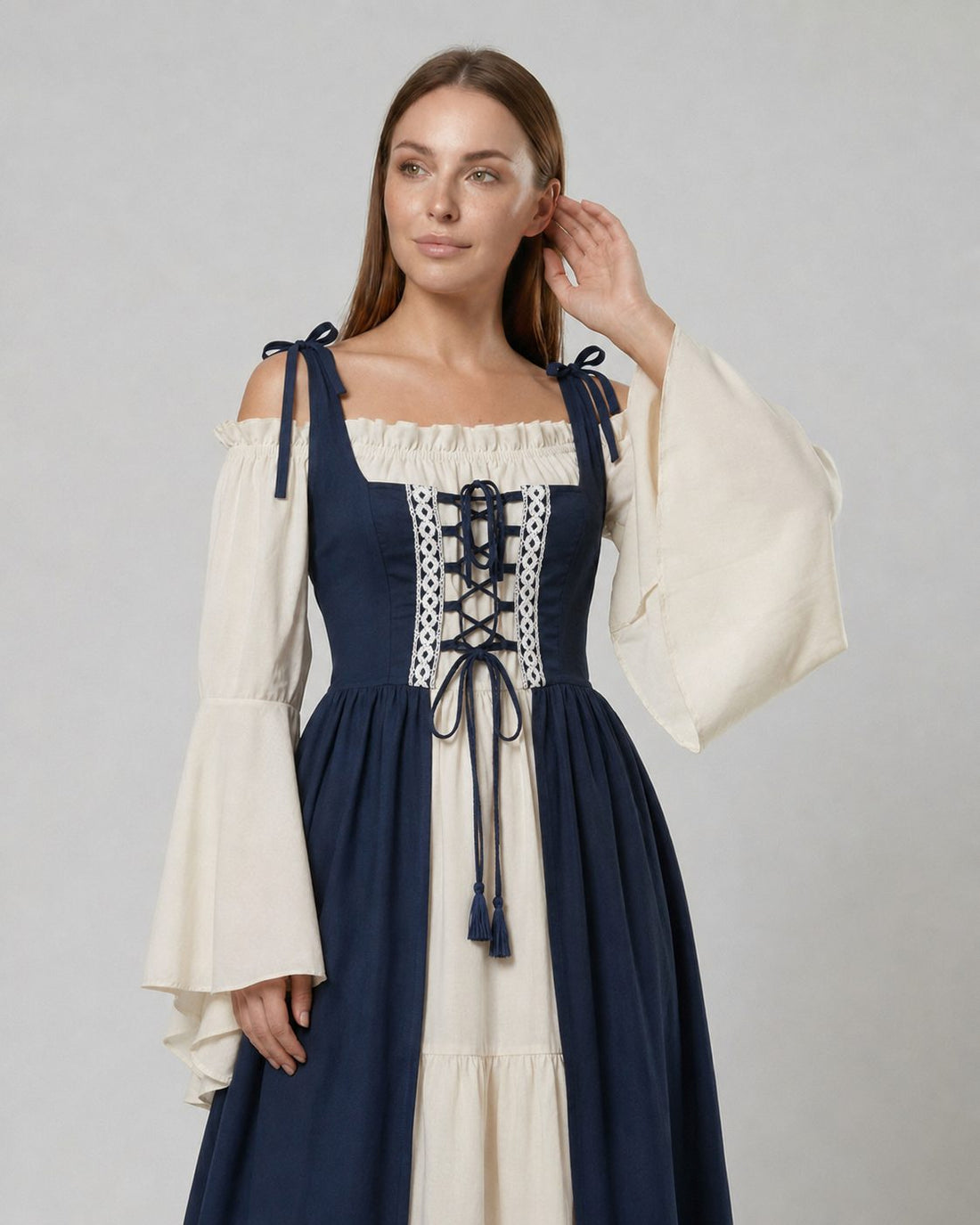 Lace-Up A-Line Maxi Dress for Women