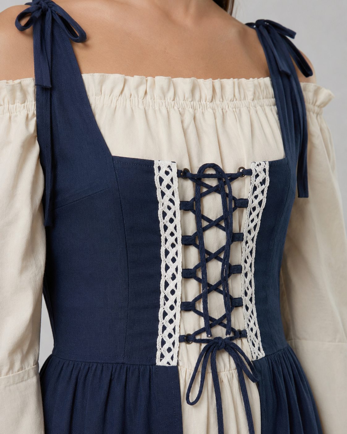 Lace-Up A-Line Maxi Dress for Women - View 6