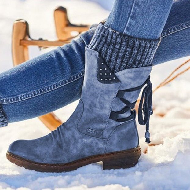 Lace-Up Ankle Boots for Women - Blue