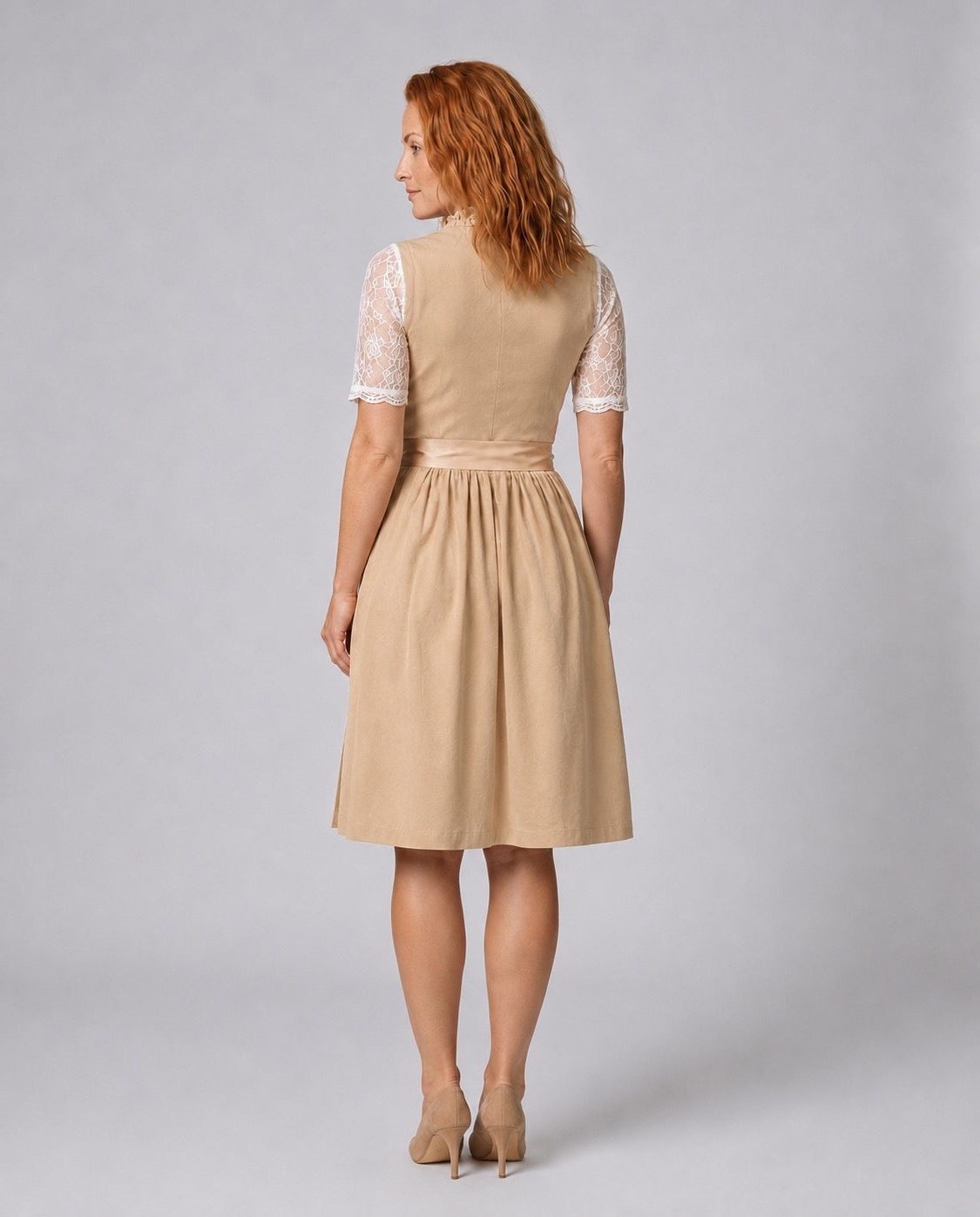 Lace-Up Corset Dirndl Dress with Lace Blouse for Women - View 2