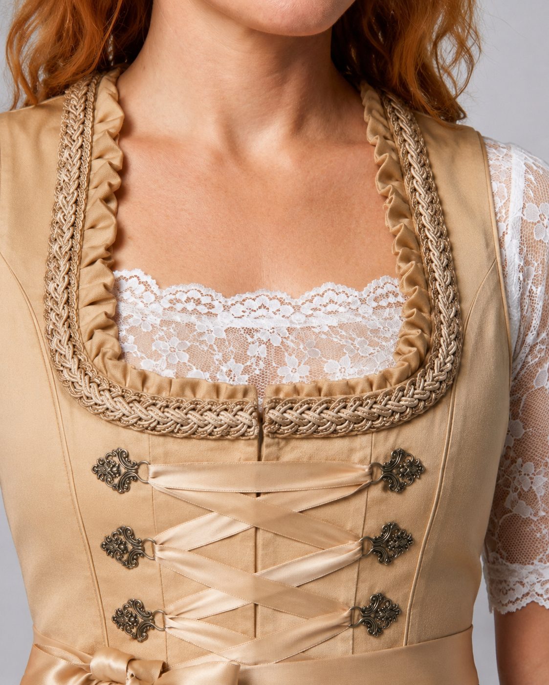 Lace-Up Corset Dirndl Dress with Lace Blouse for Women - View 5
