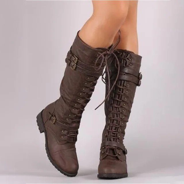 Lace-Up Knee High Boots for Women - View 4