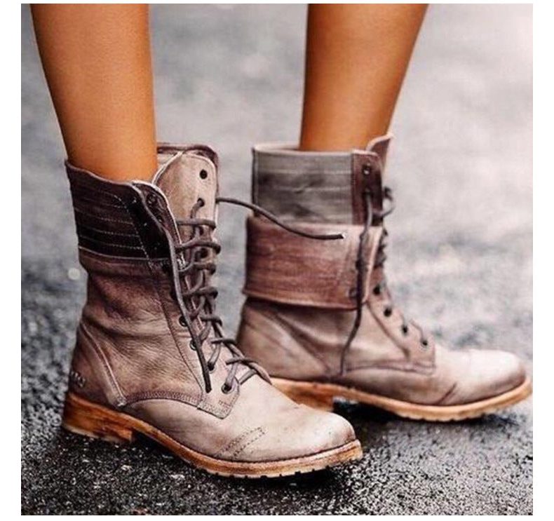 Lace-Up Mid-Calf Boots for Women