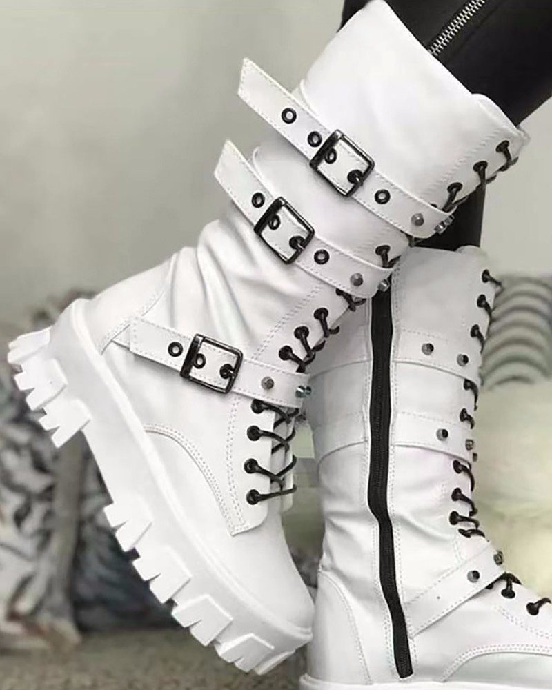 Lace-Up Platform Ankle Boots for Women - View 5
