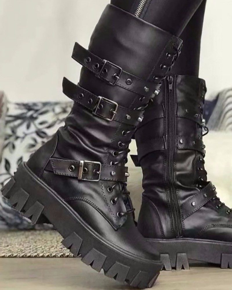 Lace-Up Platform Ankle Boots for Women - View 6