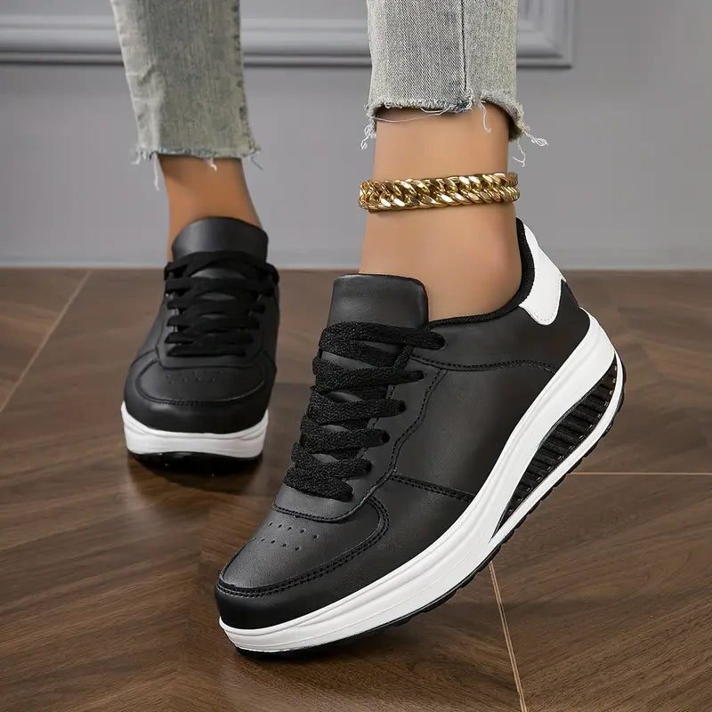 Lace-Up Platform Leather Sneakers for Women
