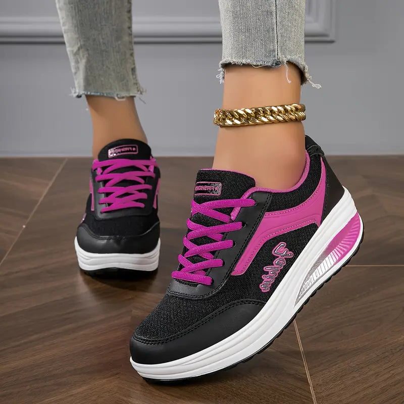 Lace-Up Platform Leather Sneakers for Women