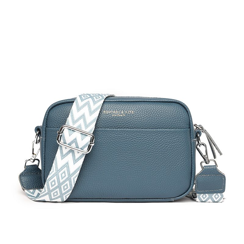Leather Crossbody Bag for Women - Blue