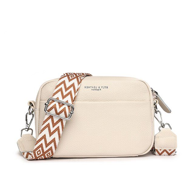 Leather Crossbody Bag for Women - Beige