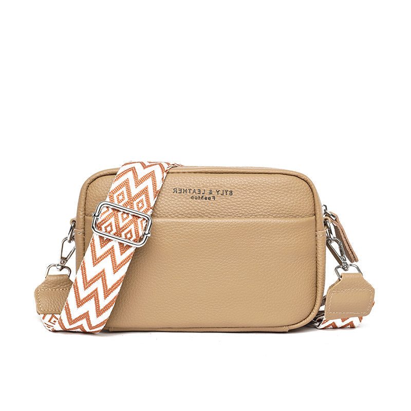 Leather Crossbody Bag for Women - Khaki