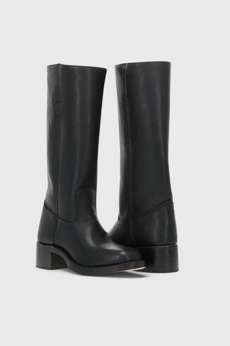 Leather Knee High Boots with Block Heel for Women