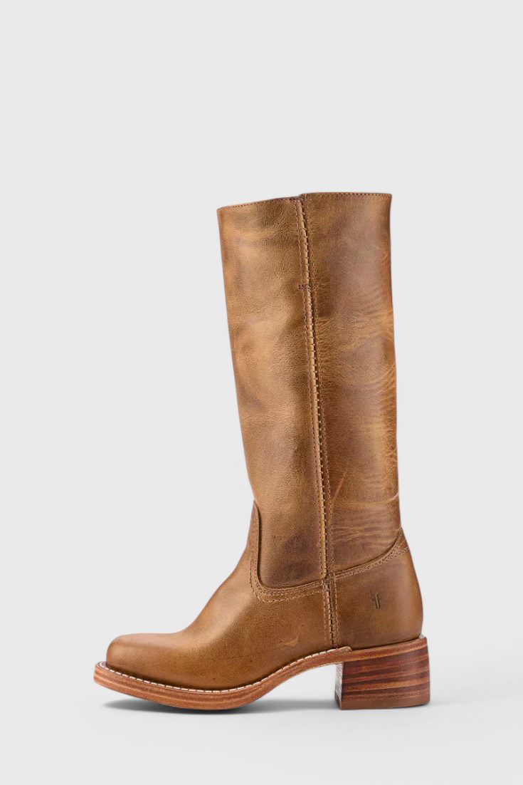 Leather Knee High Boots with Block Heel for Women - View 11