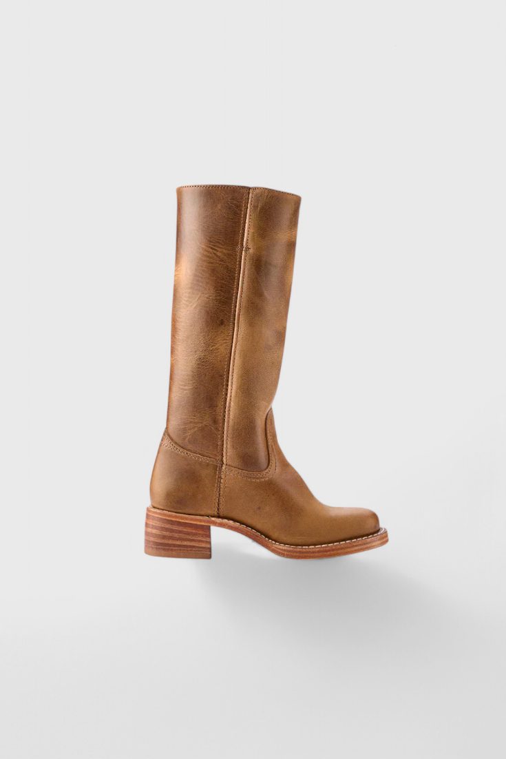 Leather Knee High Boots with Block Heel for Women - View 12