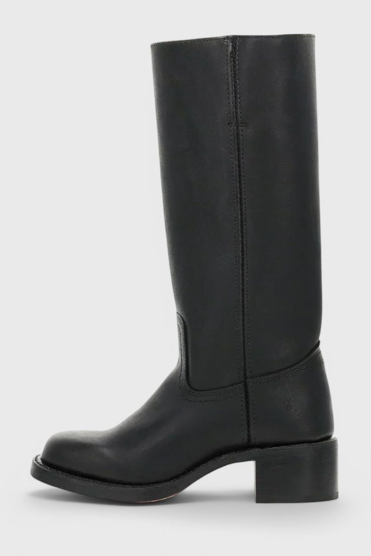 Leather Knee High Boots with Block Heel for Women