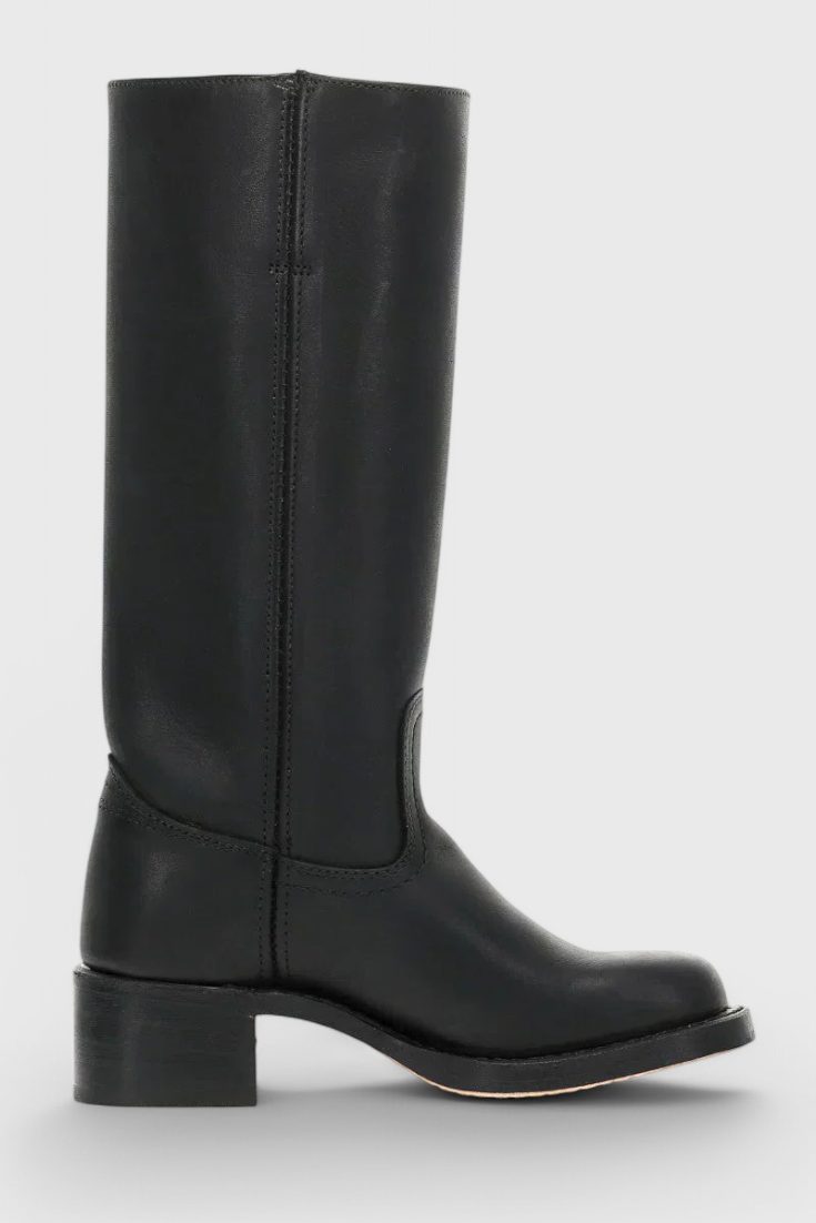 Leather Knee High Boots with Block Heel for Women - View 3