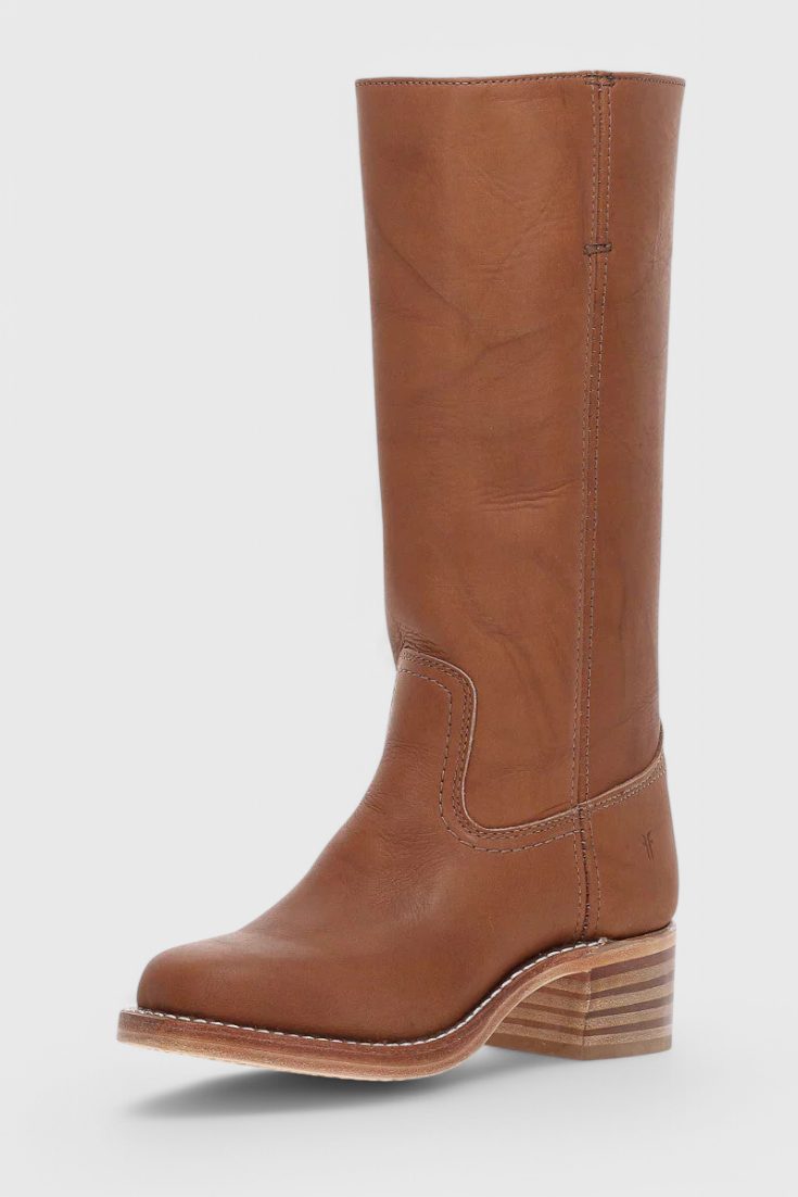 Leather Knee High Boots with Block Heel for Women - View 5