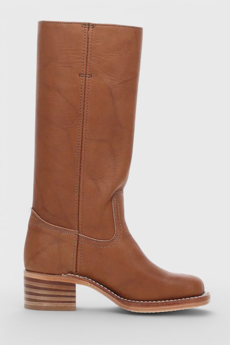 Leather Knee High Boots with Block Heel for Women - View 6