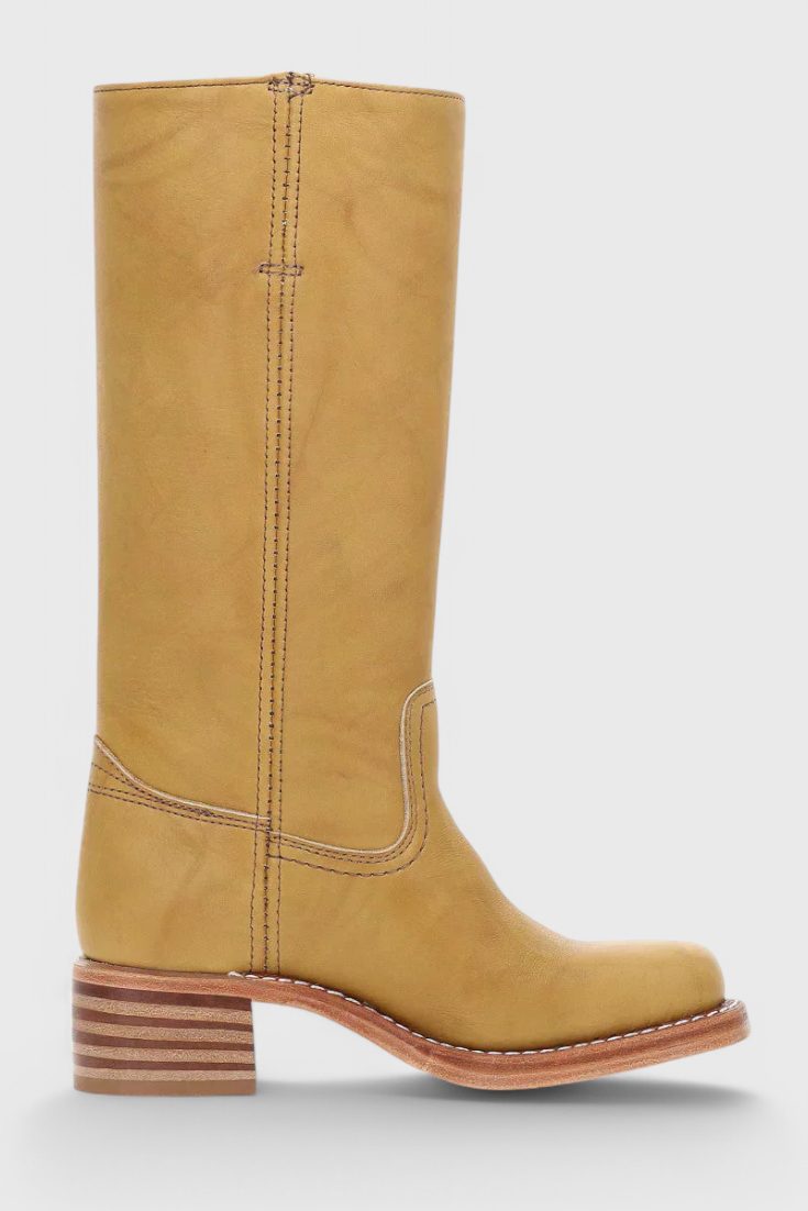Leather Knee High Boots with Block Heel for Women - View 8
