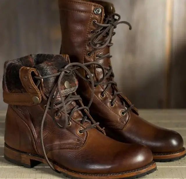 Leather Lace-Up Mid-Calf Boots for Women - View 3