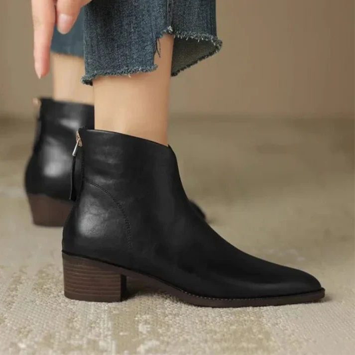 Leather Pointed Toe Ankle Boots for Women - View 2