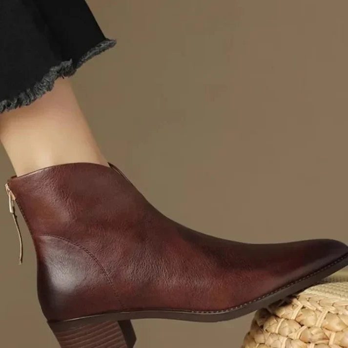 Leather Pointed Toe Ankle Boots for Women - View 3