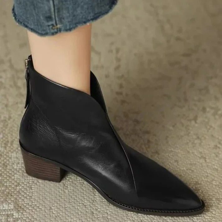 Leather Pointed Toe Ankle Boots for Women - View 4