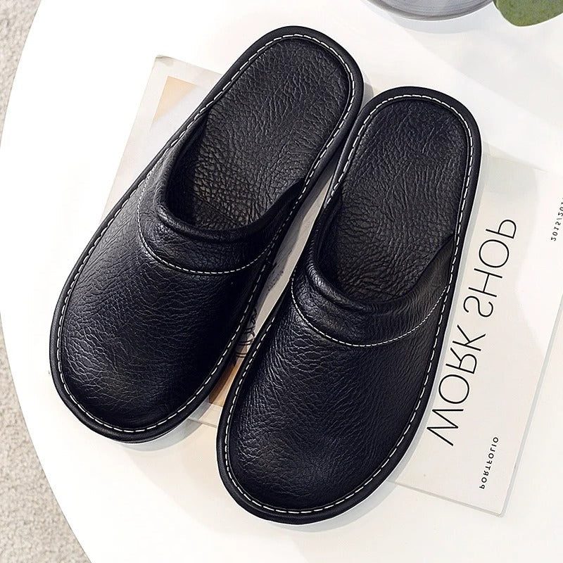 Leather Slip-On Mules for Women - Black
