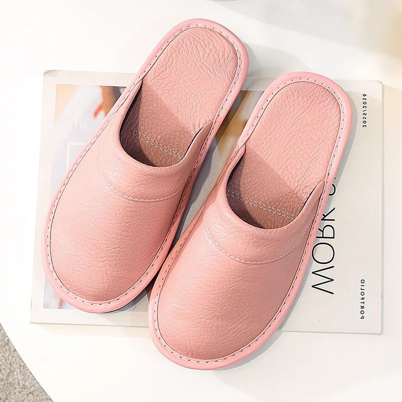 Leather Slip-On Mules for Women - Pink
