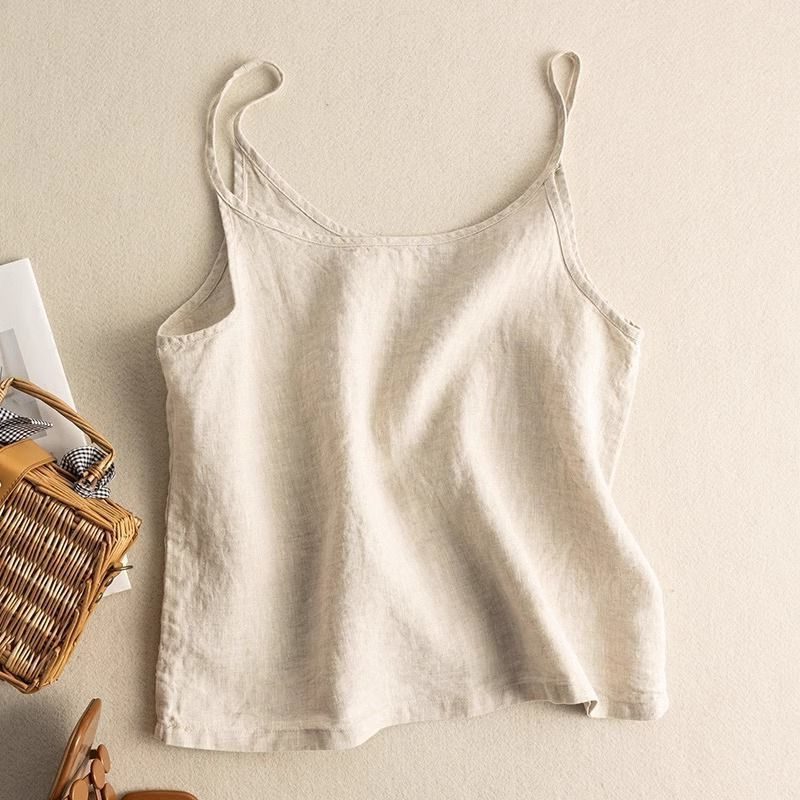 Linen Sleeveless Camisole Top for Women
