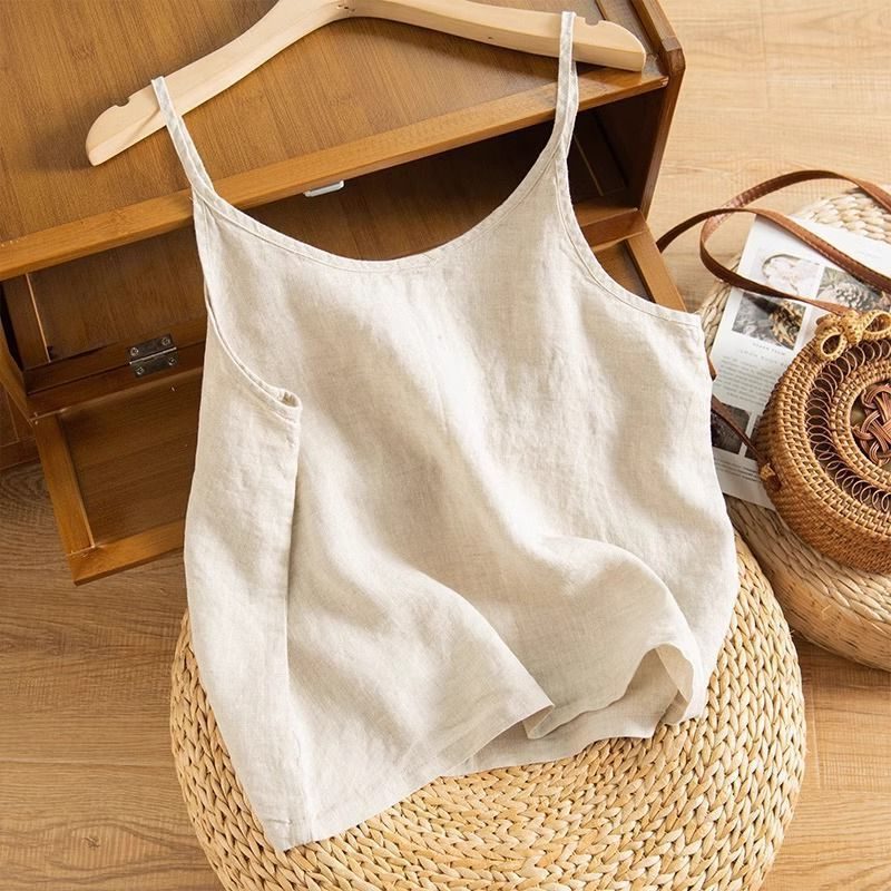 Linen Sleeveless Camisole Top for Women