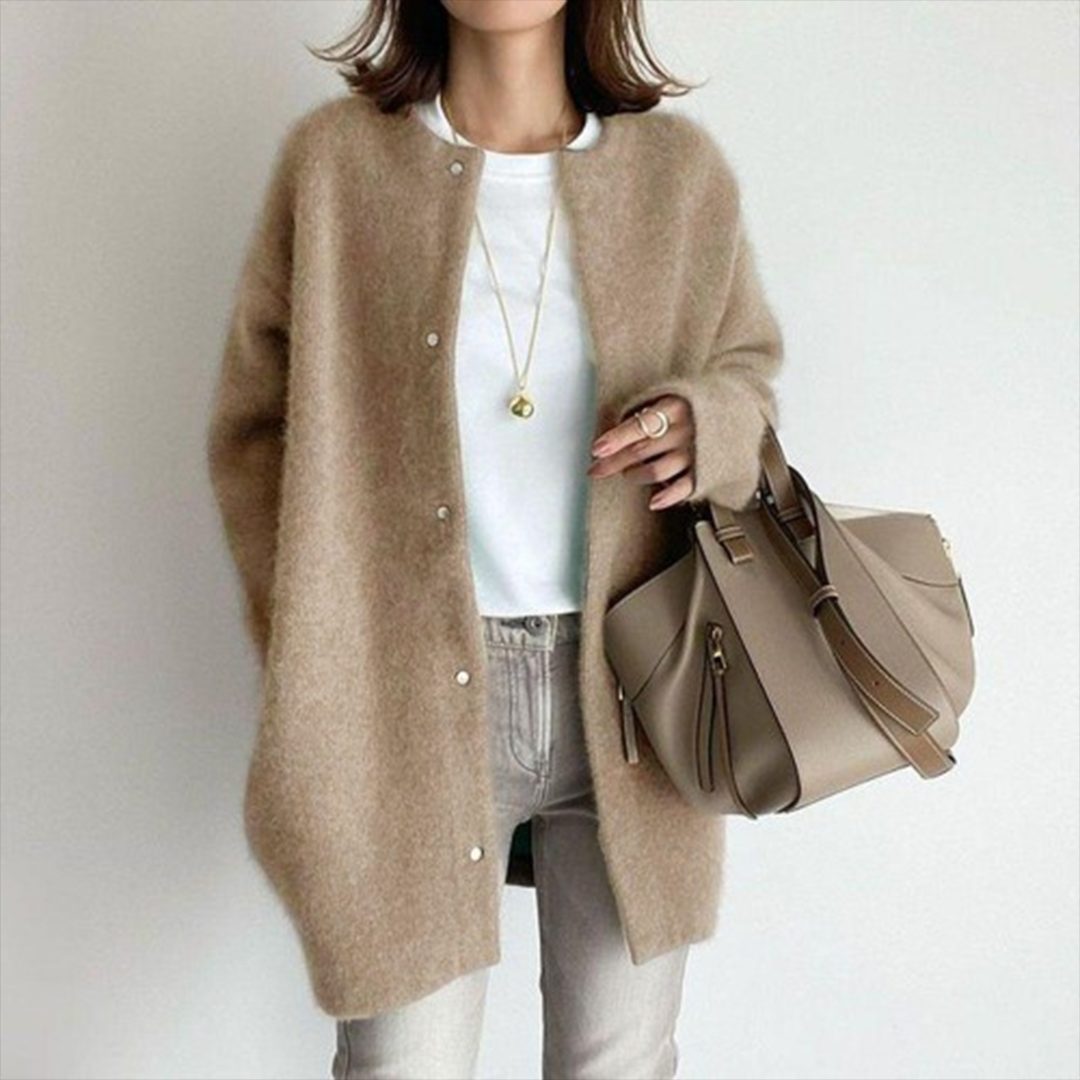 Long Cardigan with Button Closure for Women