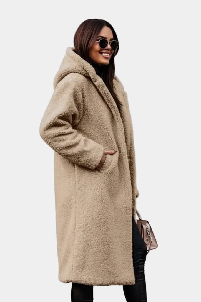 Long Hooded Teddy Winter Coat for Women - View 6