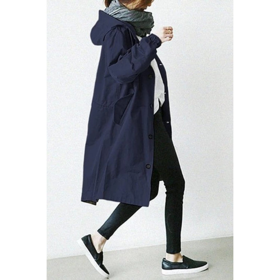 Long Hooded Trench Coat for Women