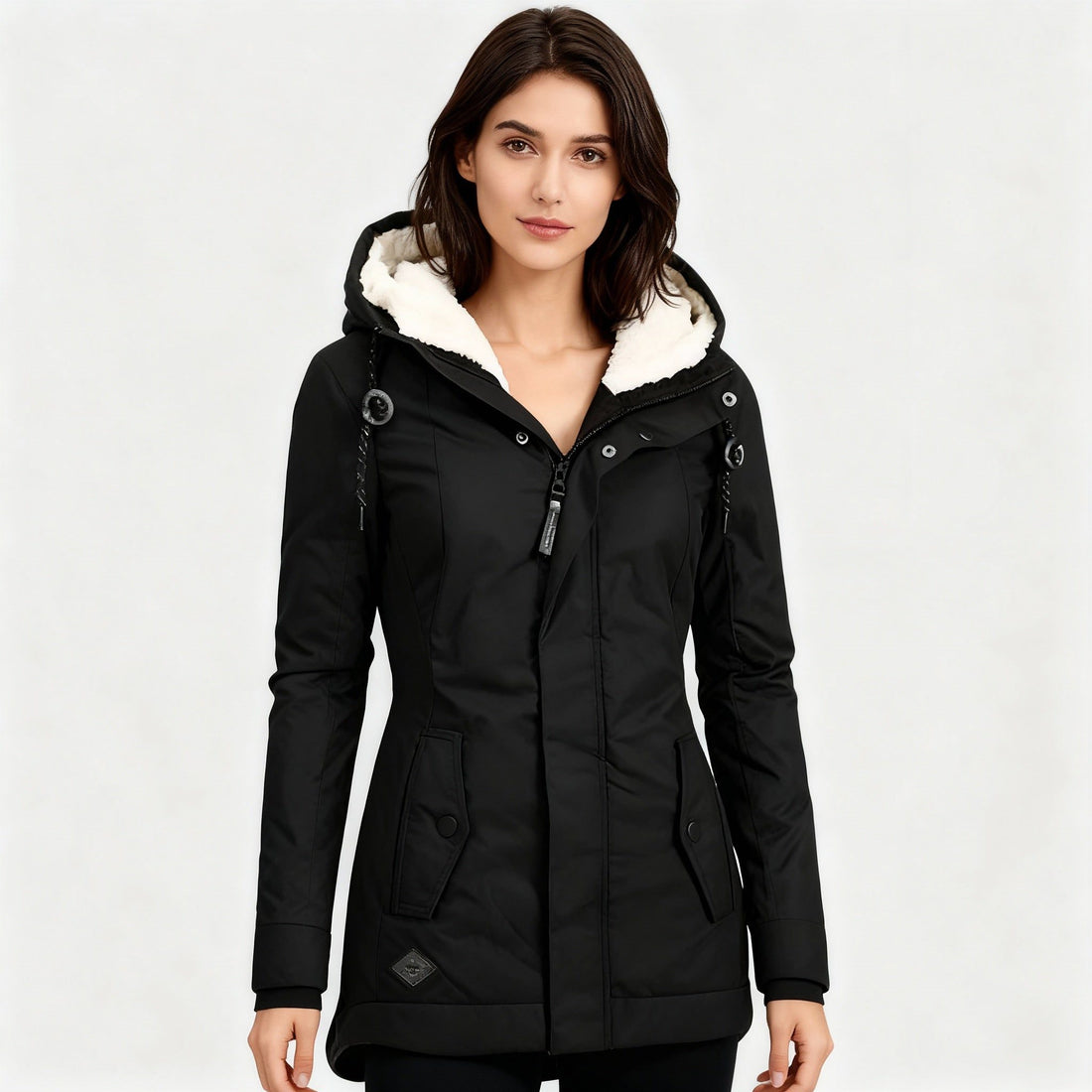 Long Puffer Jacket with Fleece Lining for Women