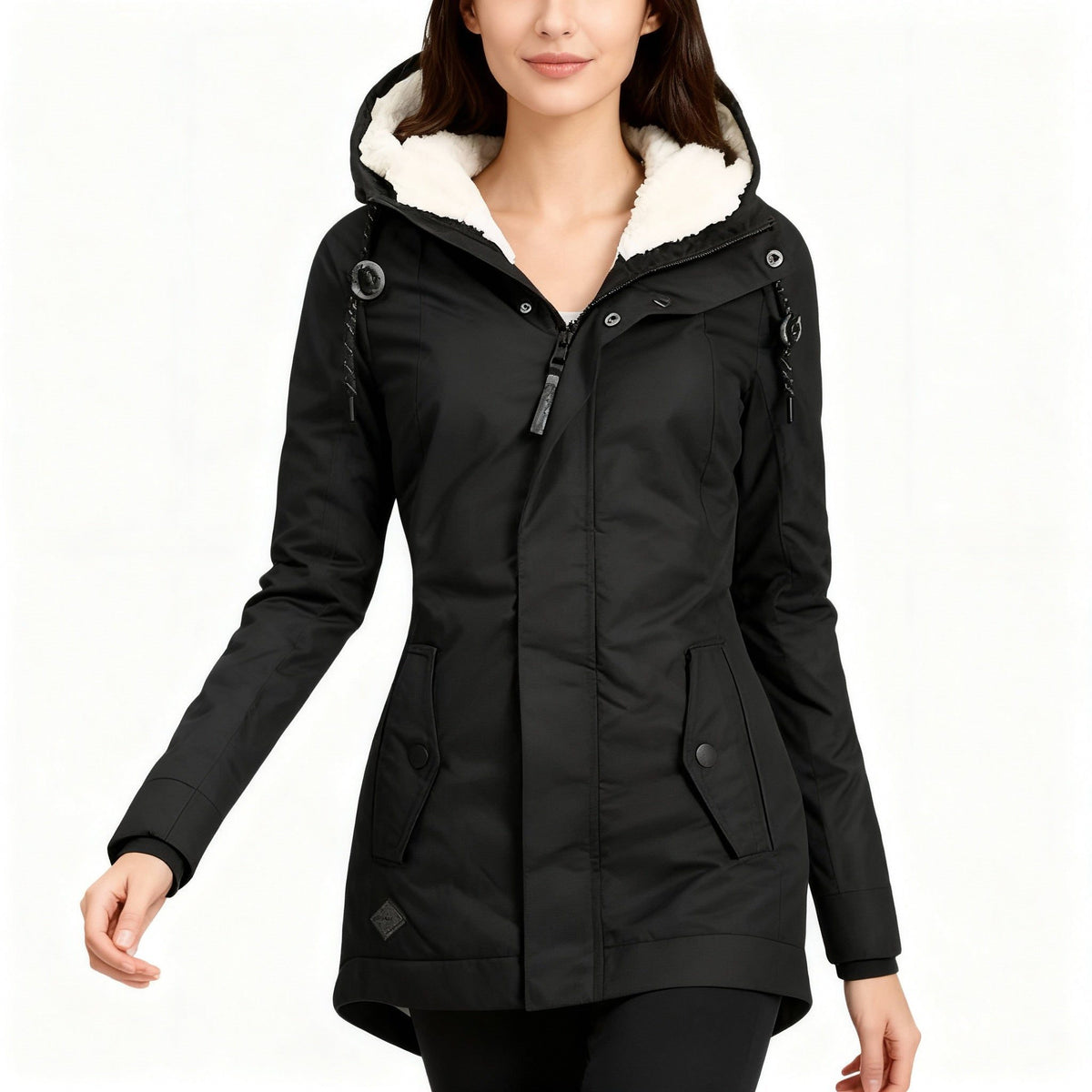 Long Puffer Jacket with Fleece Lining for Women