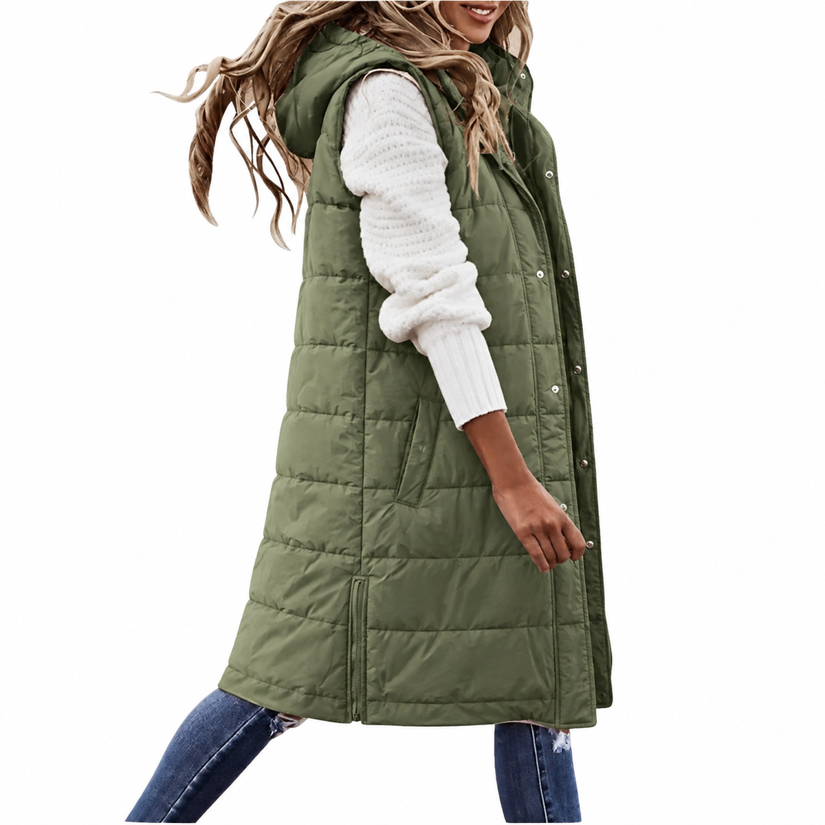 Long Quilted Puffer Vest for Women