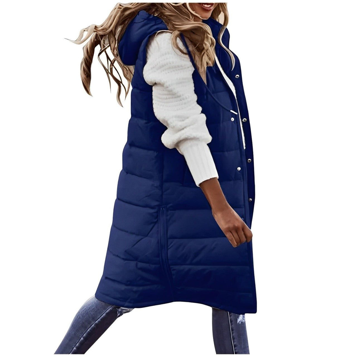 Long Quilted Puffer Vest for Women - View 7