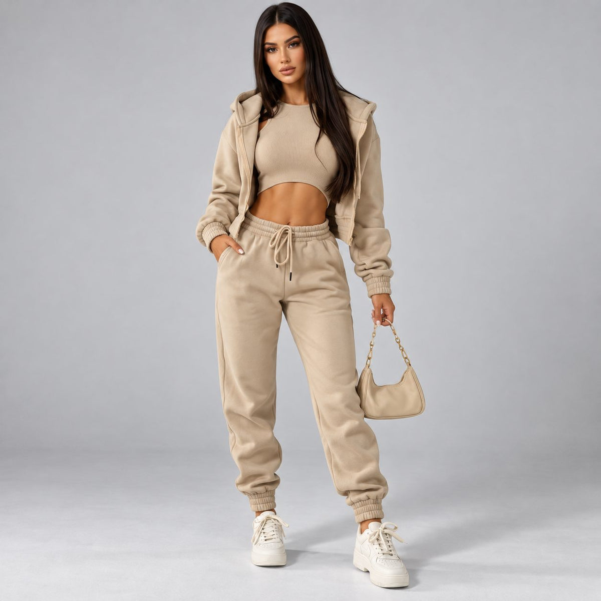 Long Sleeve Zip-Up Jogger Set for Women